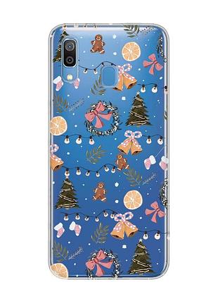 Прозорий чохол для samsung galaxy a30 (2019)/a20 (2019) новорічний фон (принт 425)
