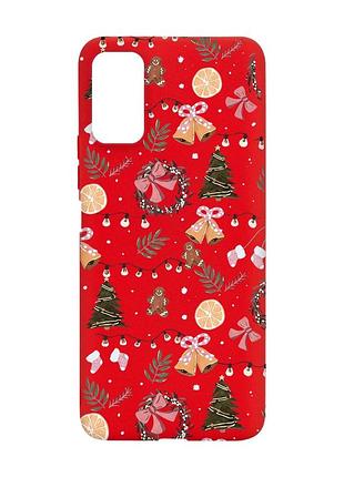 Матовий червоний чохол на xiaomi redmi note 11 4g новорічний фон (принт 425)