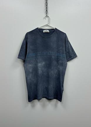 Оригінальна футболка stone island marina printed garment dyed t-shirt tie-dye blue/white