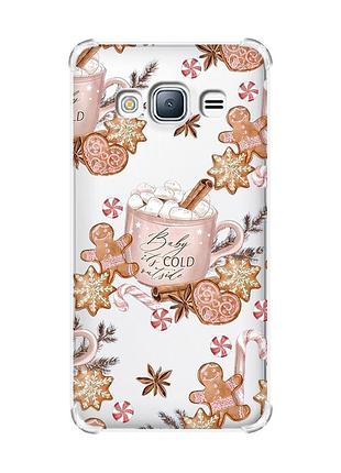 Чехол с утолщенными углами на samsung galaxy j3(2016) j310 новогодний фон (принт 426)