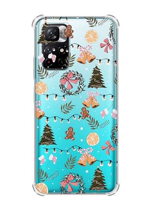 Чехол с утолщёнными углами для xiaomi redmi note 11 4g новогодний фон (принт 425)