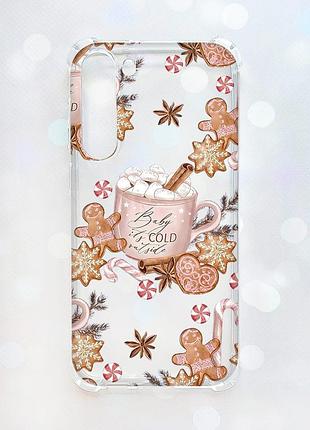 Чехол с утолщёнными углами на samsung galaxy s23 plus новогодний фон (принт 426)