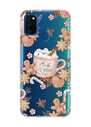 Прозорий чохол на samsung galaxy m30s/m21 новорічний фон (принт 426)