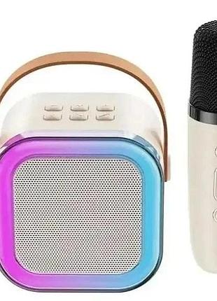 Портативна колонка караоке k52-1, bluetooth/sd/fm/aux, мікрофон, підсвітка