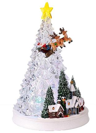 Xmas новорічний нічник «ялинка з санта-клаусом» wdl-24080a (32 см)
