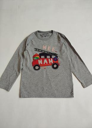 Next. плотный реглан, лонгслив с пожарной машиной на 4-6 лет.