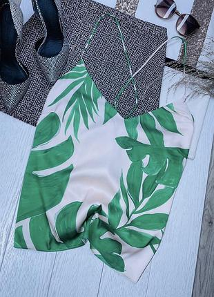 Новий літній топ h&m xl топ з тропічним принтом сатиновий топ в білизняному стилі
