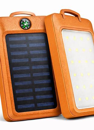 Умб power bank solar 18000 mah мобільне зарядне з сонячною панеллю та лампою, power bank charger orange