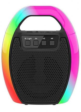 Портативная колонка ess‑109b, bluetooth/usb/sd/fm/aux, светомузыка