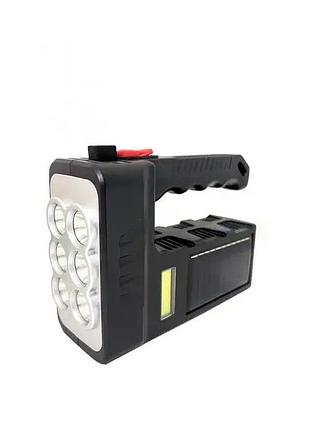 Ліхтар акумуляторний hx-6, 6 led, бічне світло, сонячна панель, 4 режими, usb