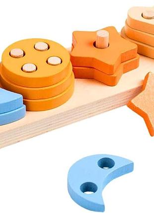 Обучающая доска монтессори деревянная с геометрическими фигурами 1-4 лет