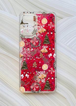 Чехол с плавающими розовыми блестками на xiaomi redmi note 11 pro новогодний фон (принт 425)
