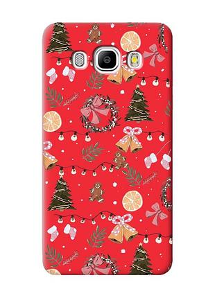 Матовий червоний чохол на samsung galaxy j5 (2016) j510 новорічний фон (принт 425)