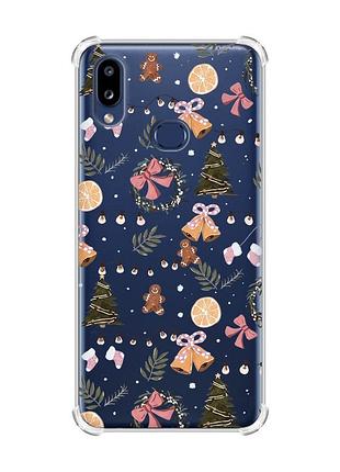 Чехол с утолщенными углами на samsung galaxy a10s (a107) новогодний фон (принт 425)