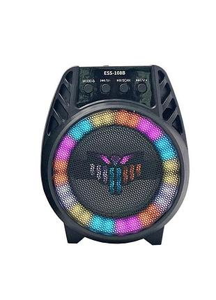 Портативная колонка ess‑108b, bluetooth/usb/sd/fm/aux, светомузыка