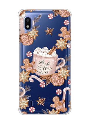 Чехол с утолщёнными углами для samsung galaxy a10 (2019)/a105 новогодний фон (принт 426)