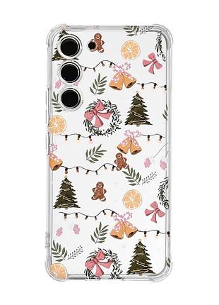 Чохол з потовщеними кутами на samsung galaxy s23 новорічний фон (принт 425)