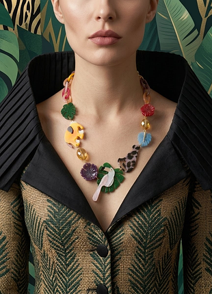 Колье "tropic exotic", tropical chic, сафари, бохо, эко-стиль, кэжуал, летний стиль. 2