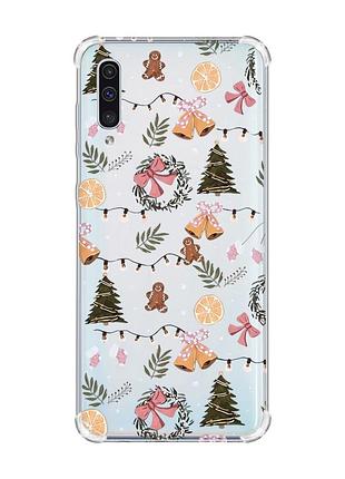 Чохол з потовщеними кутами на samsung galaxy a50 (2019) a505 новорічний фон (принт 425)