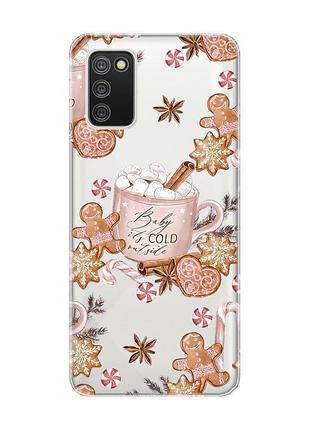 Прозрачный чехол для samsung galaxy a02s новогодний фон (принт 426)