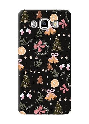 Матовий чорний чохол на samsung galaxy j7(2016) j710 новорічний фон (принт 425)