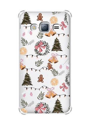 Чехол с утолщенными углами на samsung galaxy j3(2016) j310 новогодний фон (принт 425)