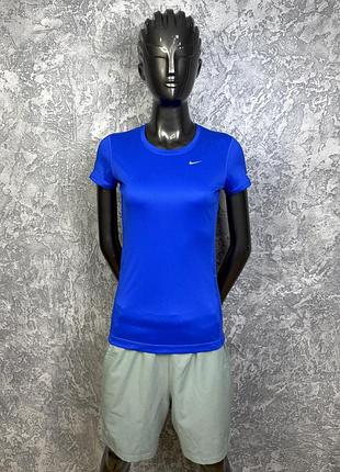Nike running dri-fit футболка xs размер женская беговая синяя