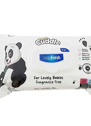 Вологі серветки 72шт д/дітей lovely babies panda (клапан) тм deep fresh