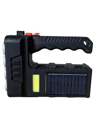 Фонарь ручной hx-8 cob solar, 8 led, боковой свет, солнечная панель, usb