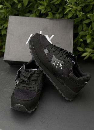 Кросівки armani exchange full black чоловічі чорні кросівки армані ексчендж повсякденні 42-43р