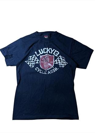Футболка lucky 13 cycle assn. | винтажная байкерская футболка в стиле rockabilly
