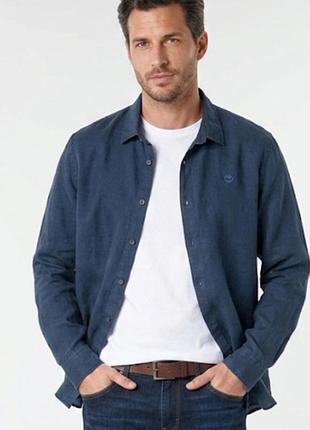 Лляна чоловіча сорочка timberland slim fit (розмір xl) — 100% льон