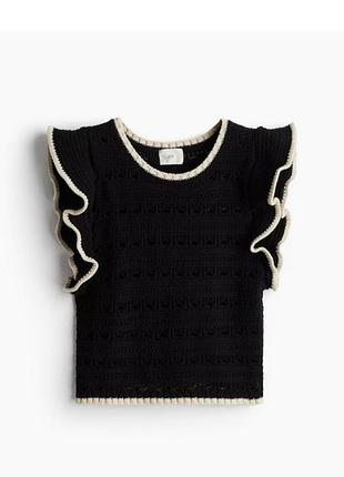 Вязана чорна блуза топ кроше від h&m