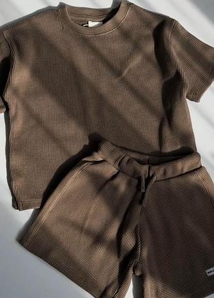 Вафельний костюм шорти футболка бамбук zara