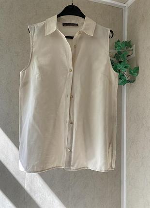 🤍 стильна блуза primark без рукавів у молочному кольорі.