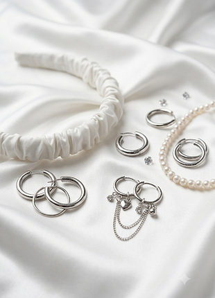 🤍 набір прикрас банка fashion designer jewellery coquette" та "cottagecore" естетику твій ідеальний coquette-набір: перли, обручі та стильні сережки!