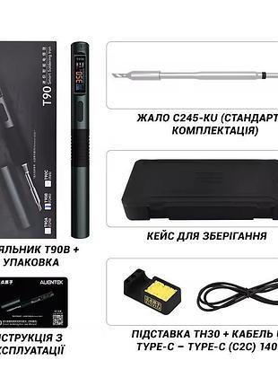 Паяльник alientek t90b з жалом c245 140w компактний, з oled дисплеєм