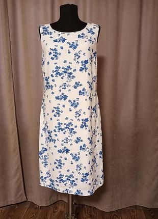 Платье сарафан белое в синие цветы летнее хлопок laura ashley