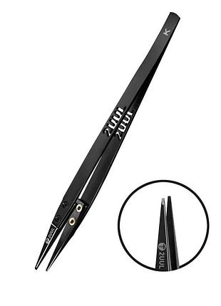 Пінцет 2uul tw32 black k з плоскими керамічними наконечниками (esd-безпечний)