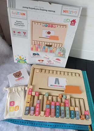 Дерев'яна дошка планшет little town reading and spelling board для навчання читання вивчення англійської мови