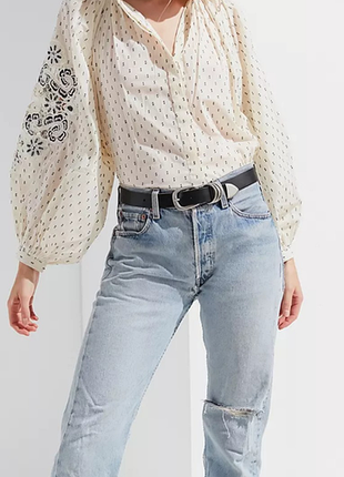 Стильная рубашка с вышивкой и объемными рукоятями h&amp;m