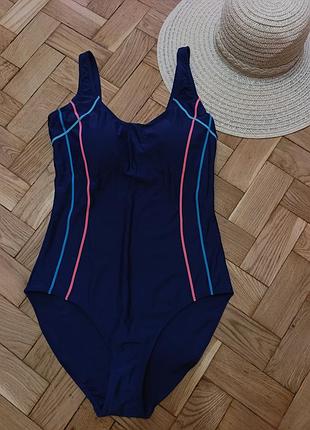 Слитный моделирующий купальник спортивный f&amp;f 14 (42), синий слитный купальник женский для пляжа, бассейна