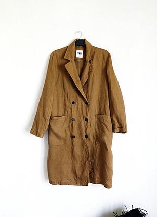 Лляний літній тренч zara