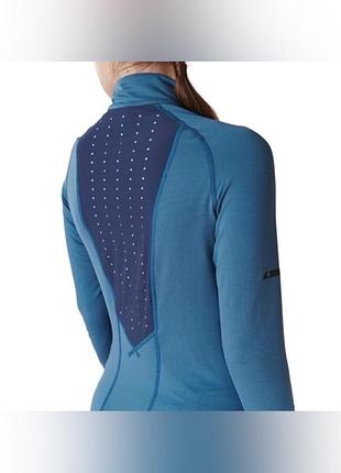 Кофта худі on running clima-shirt womens small teal blue 1/4 zip perforated back run top