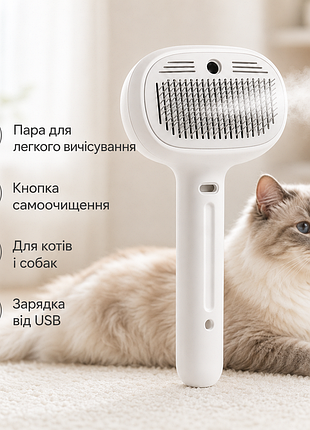 Паровая щетка-пуходерка для кошек и собак.