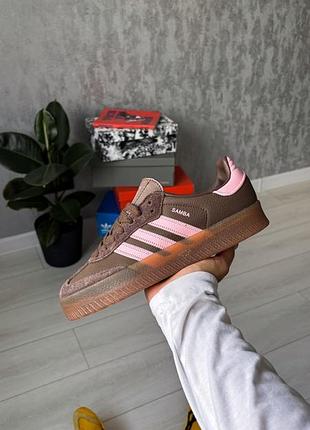Жіночі кросівки adidas samba xlg platform brown pink