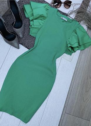 Літня сукня zara s коротке плаття в рубчик бавовняна сукня з об’ємними рукавами крильцями плаття зара