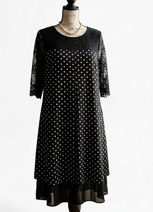 Платье emery rose 1xl в горошек с кружевом
