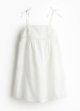 Бавовняний сарафан з вишивкою та мереживом від h&m