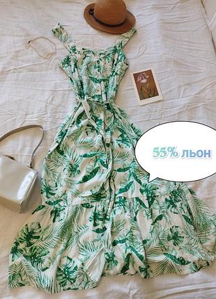 55% лен, кукольное длинное белое платье на пуговицах, george, 40/л